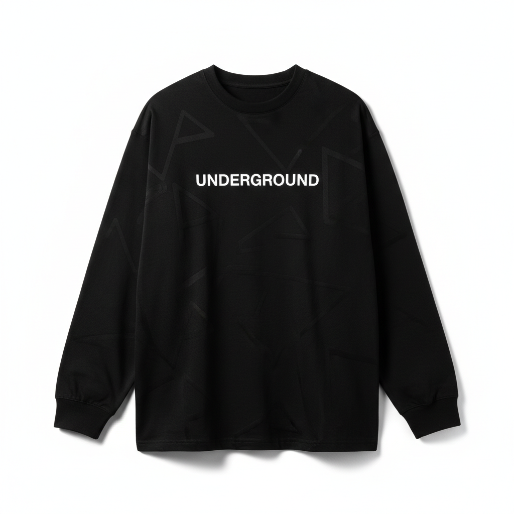 Underground Longsleeve - Schwarzes Langarmshirt mit minimalistischem Print